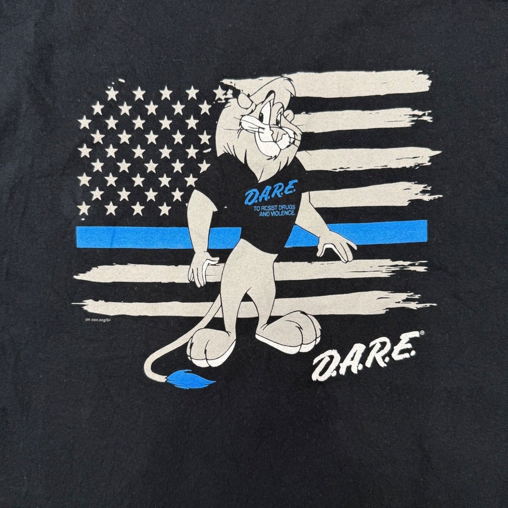 Vintage Dare Shirt Mens Medium Black D.A.R.E Daren the Lion Y2K - Picture 4 of 8